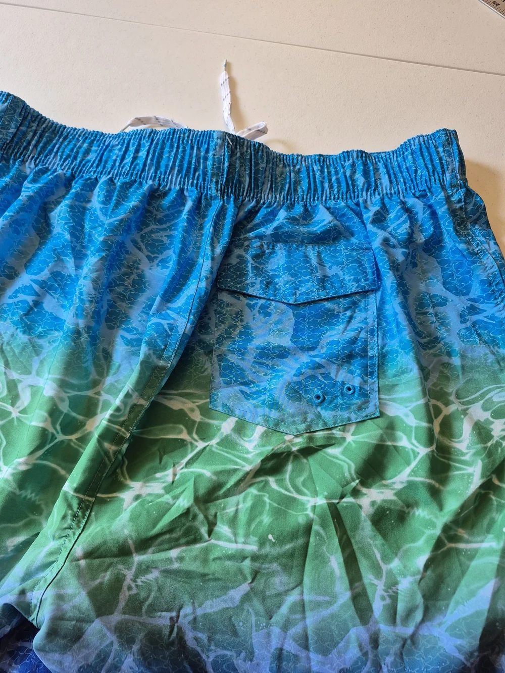 Men's Blue & Green Gradient Swim Board Shorts 4899